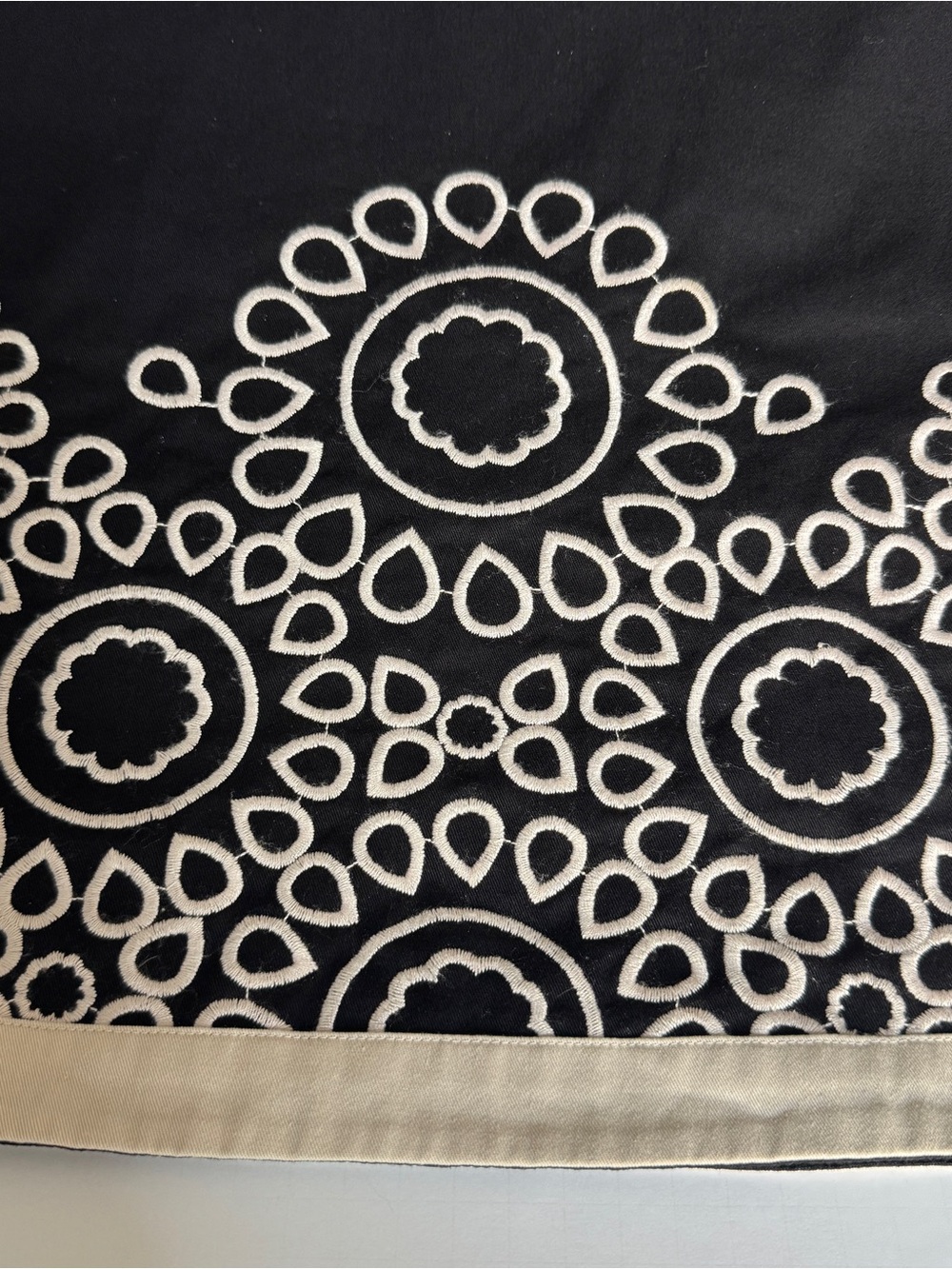 Boden Black Ivory Embroidered A-Line Skirt Size 8 - Picture 3 of 13